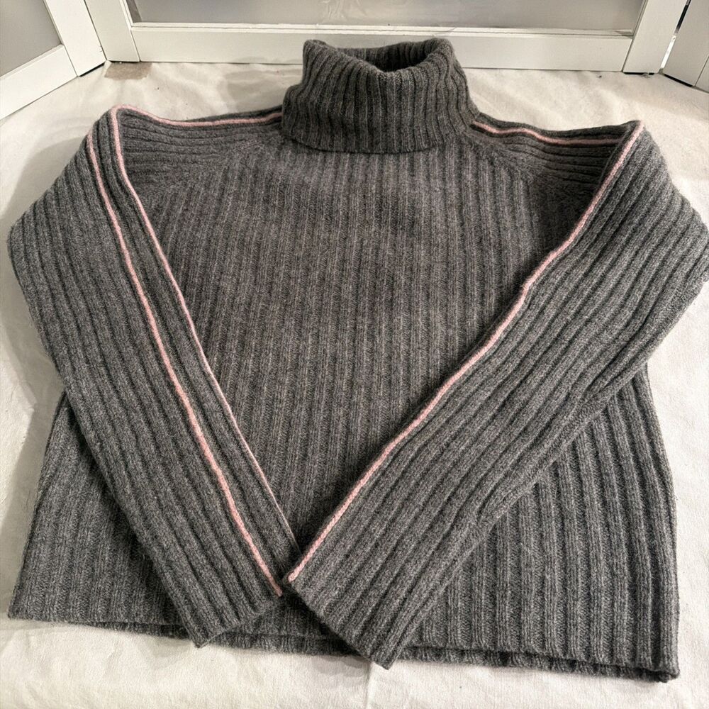 Horny Toad (Toad&Co) "Ella" 100% Lambswool Gray Turtleneck Sweater S